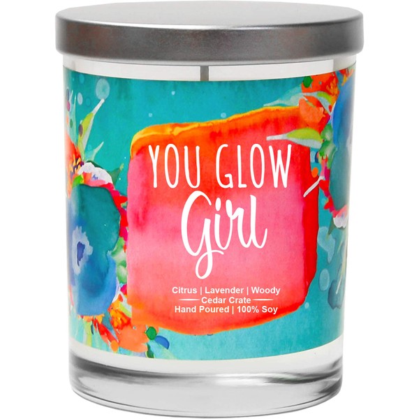 You Glow Girl, Citrus, Lavender, Woody, All Natural Luxury Scented 10oz Soy Wax Jar Candle