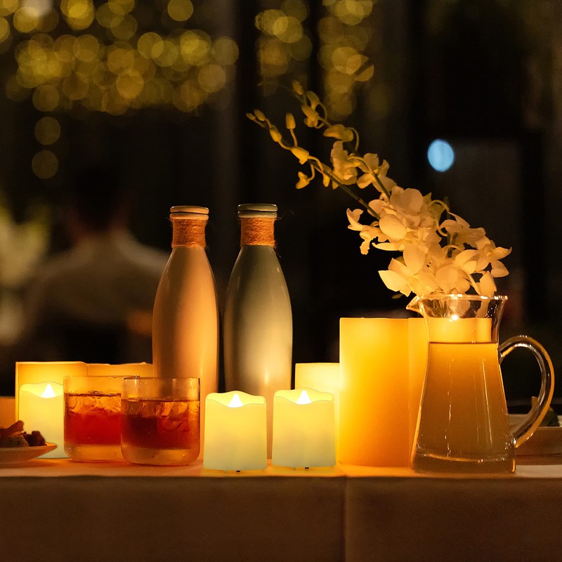 FPOO Rechargeable Flameless Tea Lights Candles with Timer & Remote,