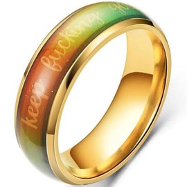 Jude Jewelers 6mm Stainless Steel Color Changing Temperature Sensative Mood Indication Keep Fucking Going Inpiration Wedding Band Ring (Gold, 9)