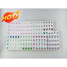 Mahjong Set160PCS 36mm4-Layer Engraved Acrylic Tiles with Tropical Monkey Mat Premium 4-PlayerAmerican Mahjong Game Set Size: 1.26inch*0.95inch *0.63inch, Color: Navy Plaid Floral Mat