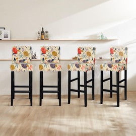Lellen Bar Stool Chair Covers Set of 4，Jacquard Bar Stool Cover Barstool Covers Slipcovers Stretch Bar Stool Covers with Backs Bar Stool Protector Covers for Kitchen Dining Room Counter Island