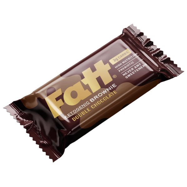 Fatt Double Chocolate Keto Brownie - 5 x 40g - 100% Natural Ingredients - Low Carb, Low Sugar, High Nutrition Keto Snacks Packed with Good Fats, High Prebiotic Fibre, No Seed Oils - Made in UK