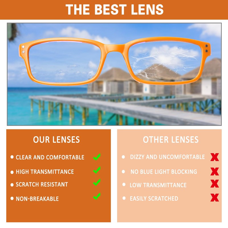 Kerecsen 6-Pack Reading Glasses Blue Light Blocking,Spring Hinge Readers for