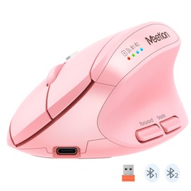 Ergonomic Vertical Mouse, Wireless Bluetooth Mouse - Pink
