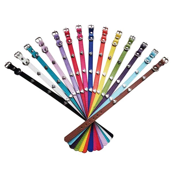 Love Dream Leather Puppy ID Collars - 14pcs Soft PU