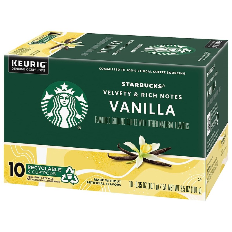 Starbucks Flavored Coffee K-Cup Pods, Vanilla Flavored Coffee, Made without