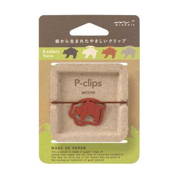 Midori 43400006 Clips, Peaclips, Bear Pattern