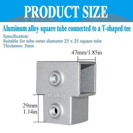 Square Tubing Connector Square Tube Fittings, One T 3 Way Connector,SiegYma 8Pcs Square Tube Fittings for Square Tubes for Square Railing Chain Fence Guardrail End Rails Clamps (T Type)