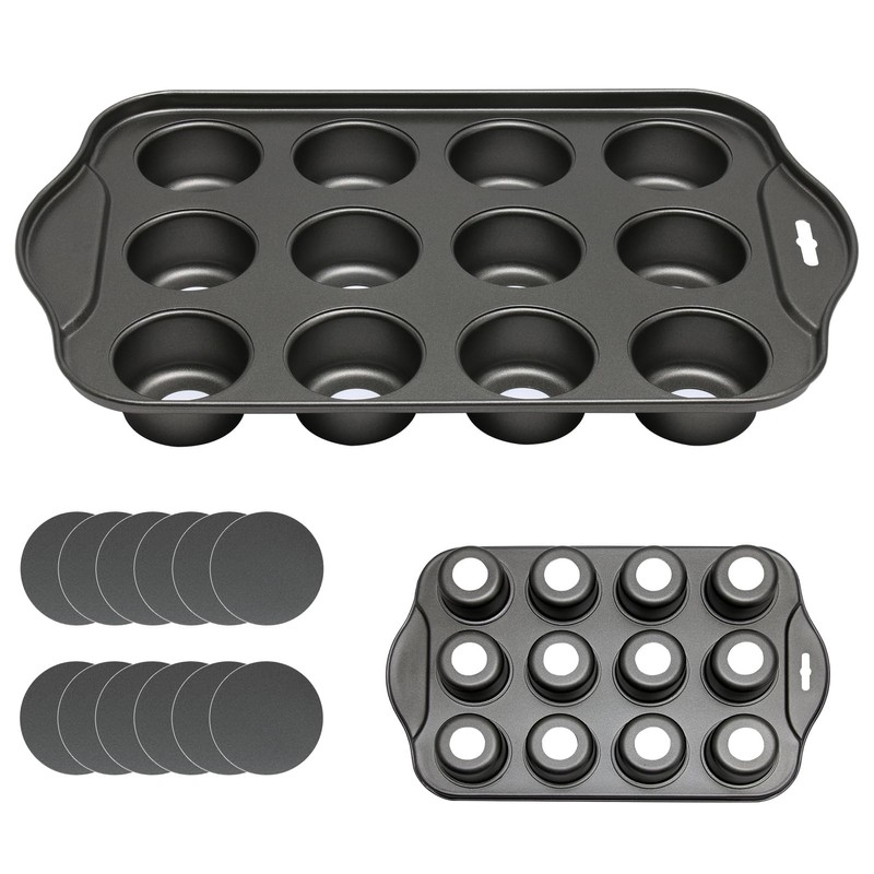 12 Cup Non-Stick Loose Bases Mini Sandwich Tin Baking Tray