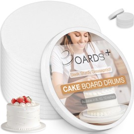 BOARDS+ Cake Drum 12 Inch (10 Pack) | 1/2" Thick Rounds | Free Prop Up Tool | Sturdy, Greaseproof, Seamless Cake Circles For Presenting Heavy/Tiered Cakes