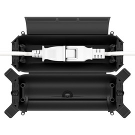 Flemoon Hanging Outlet Cover Outdoor Waterproof Extension Cord Power Box Weatherproof Rain Protection String Lights Black