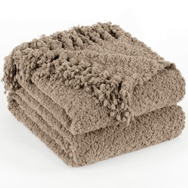 LONG CREATE Throw Blanket for Couch, Taupe Tan Luxury Knitted Throws 60"x80", Textured Blankets with Handmade Fringe Tassels for Bed Sofa Decorative, Chunky Soft Farmhouse Boho Home Decor