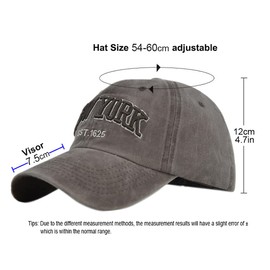 YULOONG Vintage Baseball Cap Embroidery New York Washed Denim Trucker Cap 100% Cotton Sun Hat for Men Women Adjustable Brown