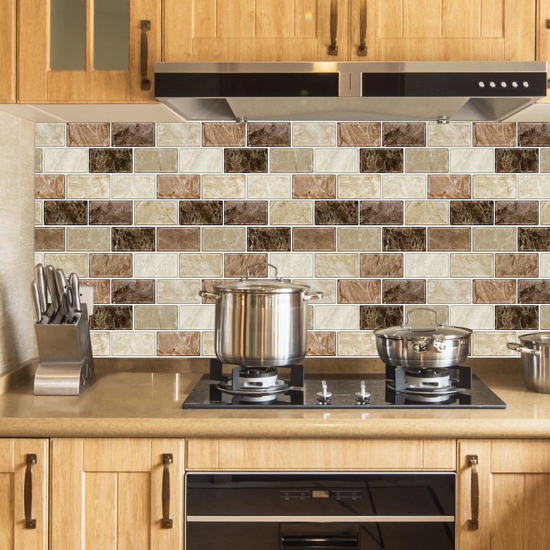 URCOLOR 10-Sheet Peel and Stick Backsplash Subway Tile for Kitchen,12"x12"