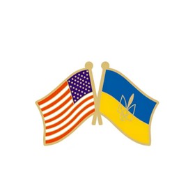 WENWELL WENWELL Ukraine America Friendship Flag Lapel Pin, Crossed Flags Design, Ukrainian USA Patriotic Butterfly Clutch Pin