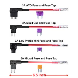 Dash Cam Hardwire Kit Converts 12V-24V to 5V Type C USB Hardwire Kit for Dash Camera, Add a Circuit Fuses, Low Voltage Protection (11.5FT)