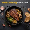 10 Inch Cast Iron Skillet, Pre-Seasoned Frying Pan with Dual
