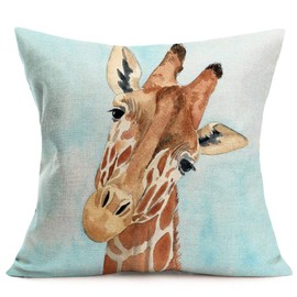 Fukeen Adorable Animals Deer Pillow Cases Standard Home Kids Room Decor Giraffe Decorative Throw Pillow Cushion Cover Cotton Linen 18x18 Inch Throw Pillows