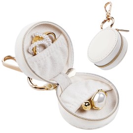 aobangkaar Ring Holder Keychain, Portable Travel Jewelry Case, Anti-lost Sports Ring Box, Travel Ring Holder Organizer, Jewelry Holder Keychain for Men and Women (White)
