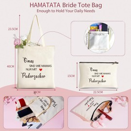 Travel Canvas Tote Bag with Cosmetic Bag, Cotton Bag for Girlfriend, Women, Colleague, Birthday, Christmas, Gift for New Beginning as a Thank You Gift, Travelers Abroad Year Farewell Gift