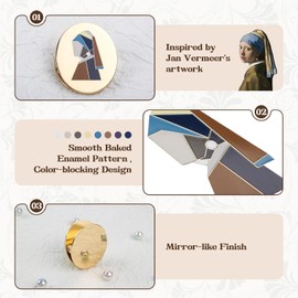 Lychii Girl with a Pearl Earring Travelers Notebook Clip, Brass Colored Metal Book Clip Journal Accessories for Planner, Sketch Book, Scrapbook, Desktop Decor