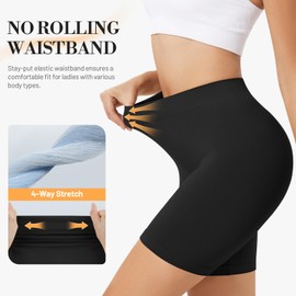 SIHOHAN 4 Pack Women Anti Chafing Shorts Smooth Under Dress Shorts Comfy Seamless Chub Rub Shorts for Yoga(Black/White/Nude/Pink, L)
