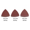 HARFINGTON 60pcs Triangular Hook & Loop Sandpapers 240/320/400 Grits 3-1/8"