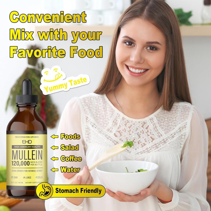 Mullein Drops - Lung Cleanse,120000mg Mullein Leaf Extract for Lungs