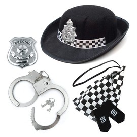 Paper Umbrella Adult Women's UK Police Officer Uniform Costume Accessories (5PC)