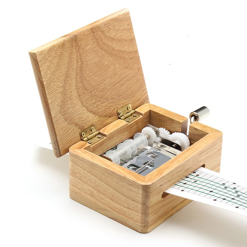15 Tone DIY Hand Cranked Music Box Wooden Box With