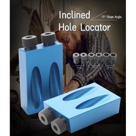 Pocket Hole Jig Set, 15° Positioning Drill Jig Tool with Drill Guide, Bits, Stoppers, Sleeves and Allen Key Angled Drill Locator, Woodworking Angle Guide