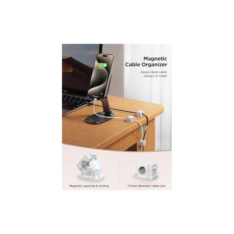 9-Pack Magnetic Cable Clips for Organized Cable Management