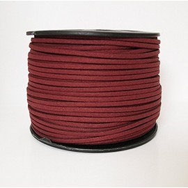 BeadsTreasure Burgundy Faux Suede Cord Lace Leather Cord for Jewelry Making 3x1.5 mm-20 Feet.