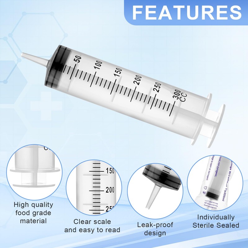 300 ml Large Syringe Plastic, Pet Feeding Syringe Sterile Packaging