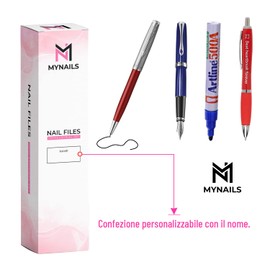 MYNAILS Professional nail file, set of 5, 2 nail files 100/180, 2 buffers for nails 180/180 and 1 professional buffer for nails half moon pink and white 100/180 with adjustable packaging.