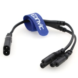 Eonvic IEC320 C8 Male to 2 x C7 Female Y Splitter AC Power Cord 125V 10A 1 in 2 Output AC Converter Polarized Power Cable for LED TV Monitor Up and Down Angle 30cm (Straight)