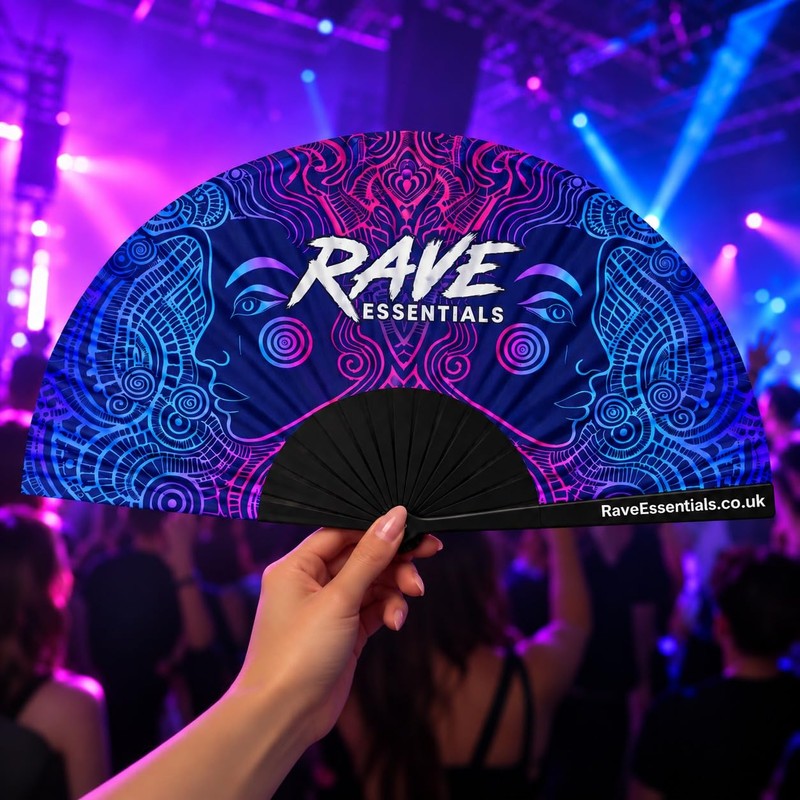 Rave Essentials Clack Fan, Folding Pocket Hand Fan for Raves