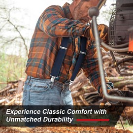Ultrashang CLASSIC Mens Heavy-Duty Suspender: 2-Inch Wide, Sturdy Clips, X-Back, Adjustable Elastic Work Suspenders