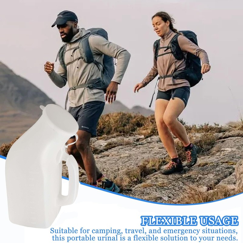 Urinal Bottle, 2Pack Male Portable Travel Pee Bottles, 1200ml Spill