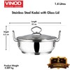 Vinod Cookware Induction Friendly Kadai With Lid Silver 1.5 Litres,