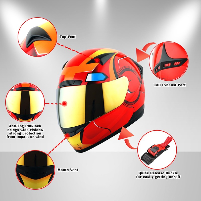 1STORM Motorcycle Bike Full FACE Helmet Booster Lucky Wheel Roulette;