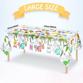 Giant Dinosaur Coloring Tablecloth for Kids - Huge Dinosaur World Theme Table Cover Large Jurassic Painting Poster for Children Dinosaur Birthday Party Supplies Decorations 54x108 Inch