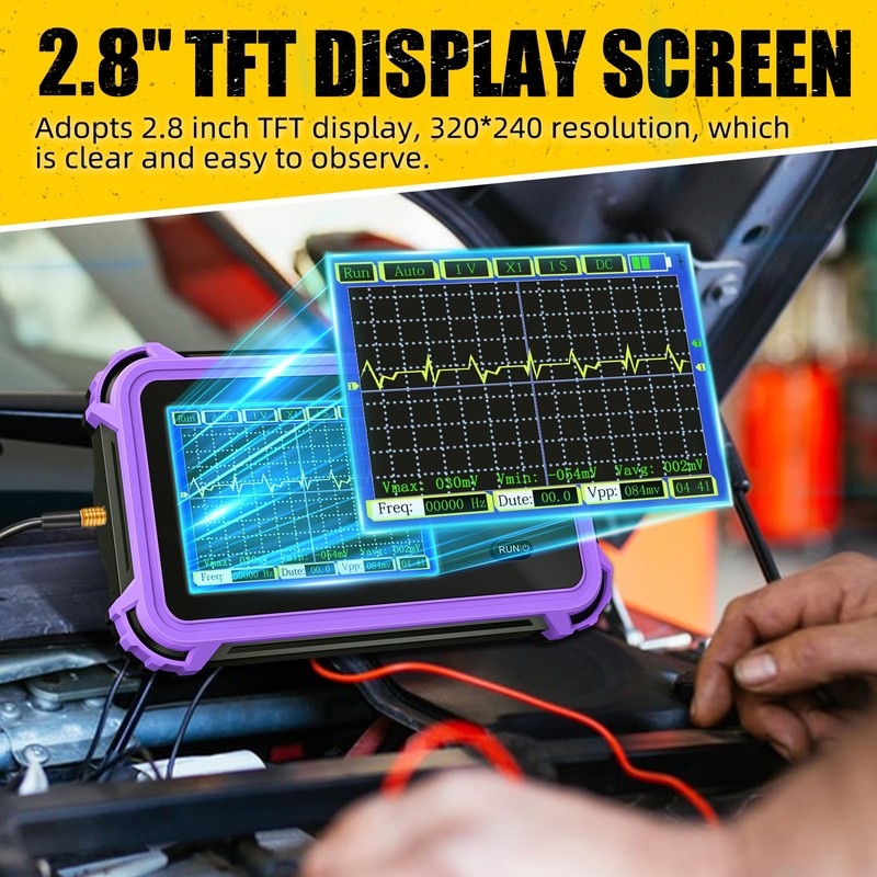 ZYKYCX Handheld Portable Oscilloscope, 2.8" TFT Digital Oscilloscope, 1MHz Bandwidth,