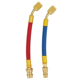 Car AC Connector Hose Set Kit Air Conditioning Adapter 2 Pieces Air Conditioning Adapter Brass R134A to R12 1/4 SAE Female Thread Connection Accessories (R134A to R12)