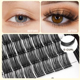 Vayator Mixed Size Kit with Applicator and Lash Bond & Seal 8-14mm/10-16mm/14-20mm Mix D Curl/DD Curl Makeup Cluster Grafting Eyelashes Individual Extension (WM009#10-12-14-16mm Mixed)