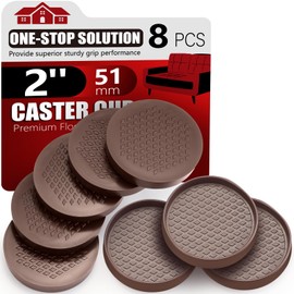 Non Slip Furniture Coasters - Premium Rubber Pads for Hardwood Floors | Anti Slip Furniture Pads | Floor Protectors and Stoppers | Secure and Unscathed Floors | Set of 8 (2"-Brown-8pcs)