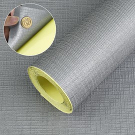Self Adhesive Shelf Liner, Peel and Stick Drawer Liner Waterproof Contact Decor Liner with Grain Texture for Kitchen Walls Cabinets, Bedroom Classroom, Cover Book (Silver Gray, 11.8 x 118.1 inches)