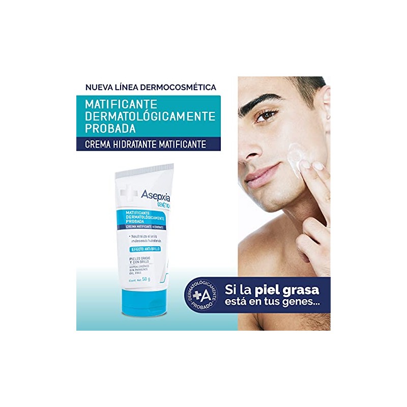 Asepxia GENÉTICA, Crema MATIFICANTE Hidratante, dermatológicamente probada, para pieles con