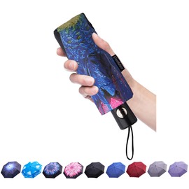 Goothdurs - Paraguas automáticas de viaje a prueba de viento, compacto, apertura y cierre automático, pequeñas y ligeras, plegables para mujeres y hombres