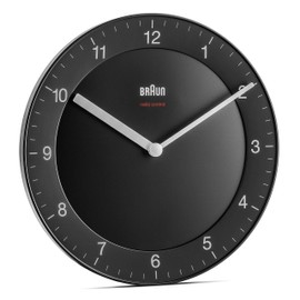 Braun BC06B-DCF Classic Radio-Controlled Wall Clock for Central European Time Zone (MEZ/GMT+1) with Silent Movement, Easy to Read Dial with 20 cm Diameter, Black